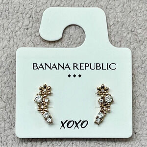Banana Republic Gold-Tone Crystal Flower Stud Drop Earrings